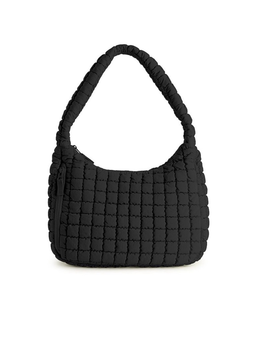 Quilted Hobo Shoulder Bag - Black